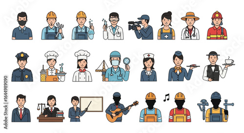 Vector illustration of various professions career occupation