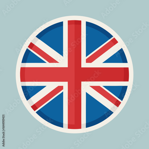 Circular emblem of the union jack flag of the united kingdom