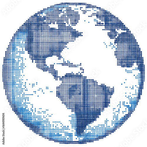 Digital globe, stylized continents, dark blue