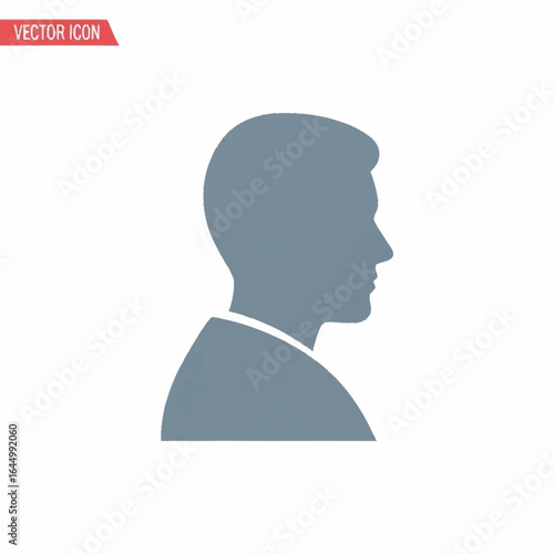 A gray silhouette of a persons head and shoulders viewed in profile