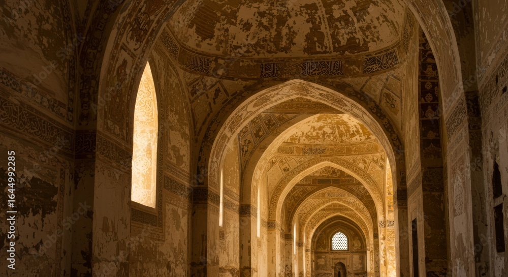Fototapeta premium Ancient Architecture: Ornate Corridor Interior