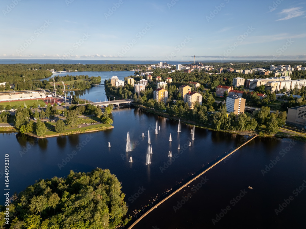 Fototapeta premium summer morning scenery in Oulu, Finland
