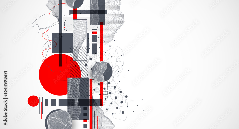 Obraz premium Abstract art wireframe background. Modern science or technology art elements. Surface illustration.