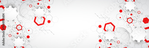 Science and technology background using hexagon and sphere shapes. Vector.
