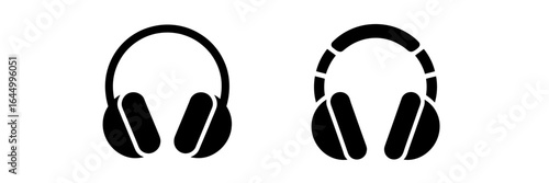 Silhouette icons of headphones showing various styles for music and audio technology enthusiasts