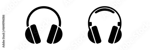 Silhouette icons of headphones showing various styles for music and audio technology enthusiasts