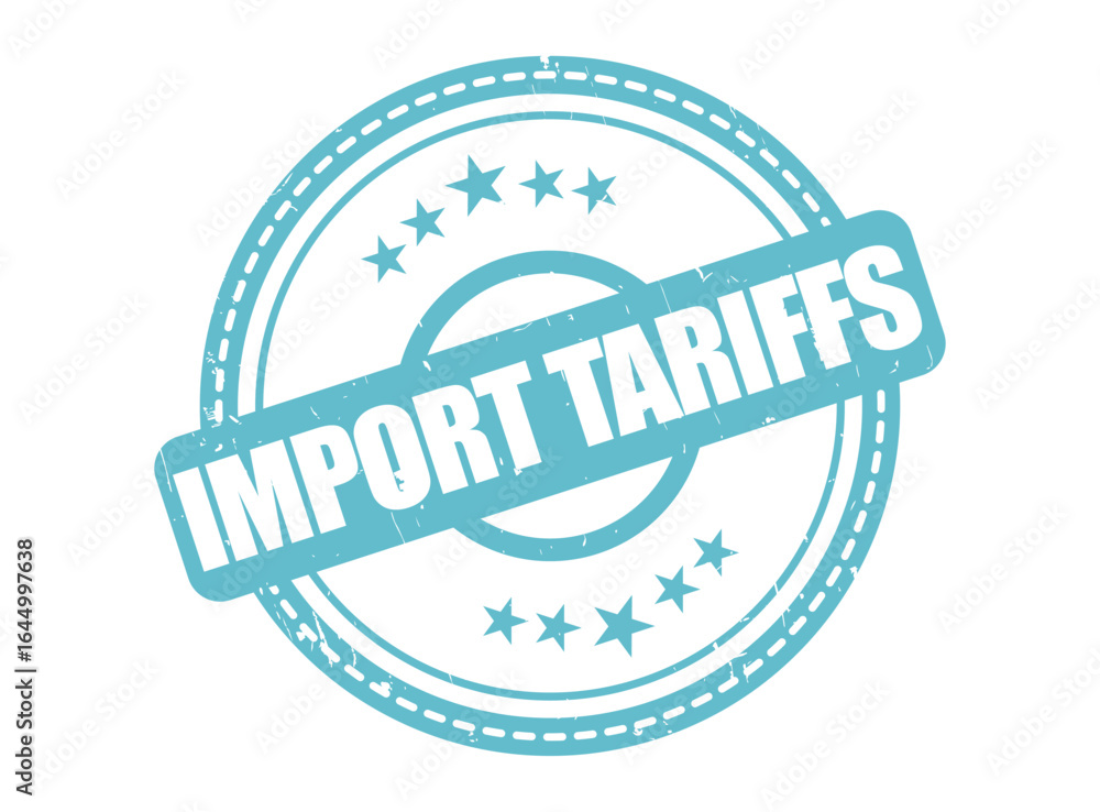 Obraz premium Import Tariffs Rubber Stamp Seal with a Star Border