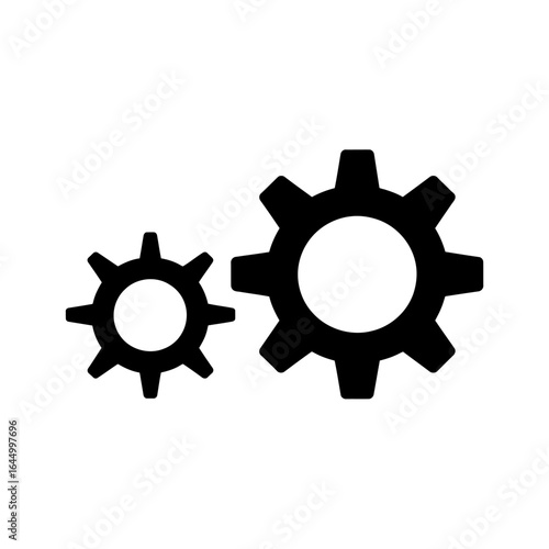 Iconic black gear wheels illustrated in silhouette style for industrial and mechanical design