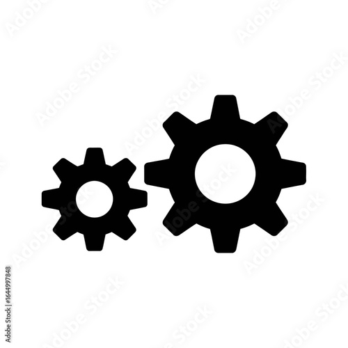 Iconic black gear wheels illustrated in silhouette style for industrial and mechanical design