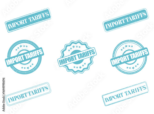 Collection of Import Tariffs Rubber Stamps and Seals