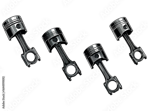 Car Engine Piston with Chrome Finish Vector Illustration Design