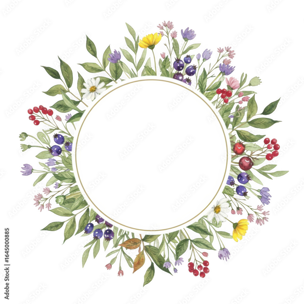 Obraz premium Floral wreath isolated on transparent background