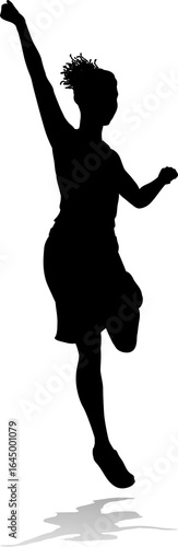 Happy Woman Jumping For Joy...