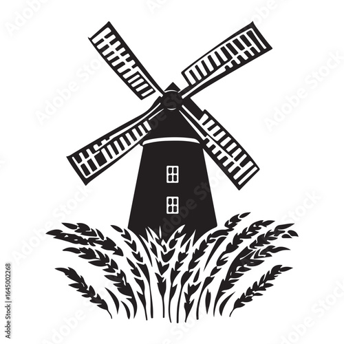 Vintage Windmill Illustration