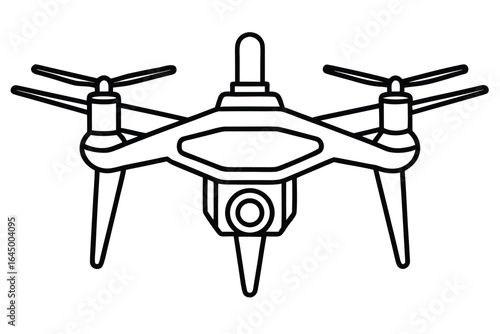 Outline shows a drone with four propellers and a camera lens design