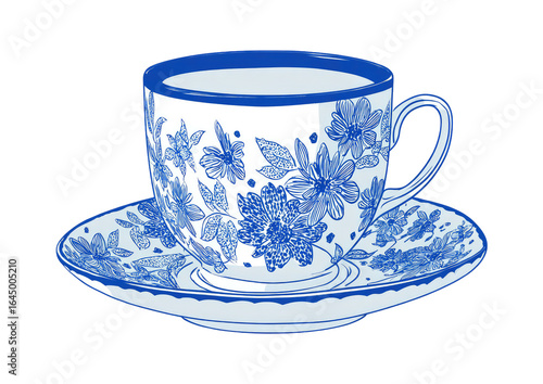 Floral teacup and saucer