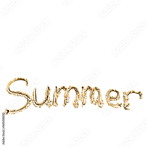 Summer png sticker, sand typography by the beach, transparent background 