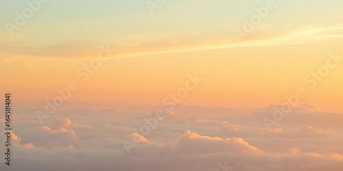 Soft pastel sunrise, yellow to blue gradient sky, gentle clouds,  background,  serene