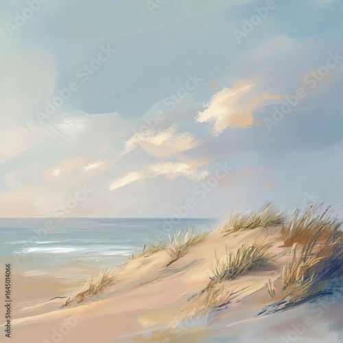 Wallpaper Mural Serene Coastal Dunes Rolling coastal dunes under a soft pastel sky with gentle winds calm and natural Torontodigital.ca