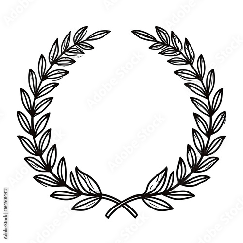 Simple black and white laurel wreath