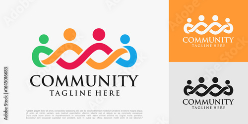 Abstract People Infinity Loop Logo design. teamwork icon vector illustration.
