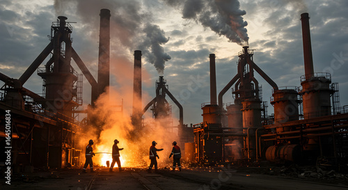 Wallpaper Mural Steelworks at Dusk: Industrial Might and Fiery Forges Torontodigital.ca
