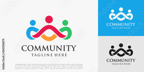 Abstract People Infinity Loop Logo design. teamwork icon vector illustration.