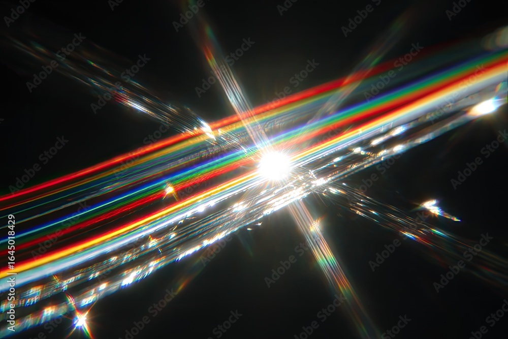 Obraz premium Colorful light streaks intersecting, bright center