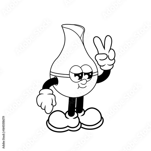 Retro character design of cool humidifier outline