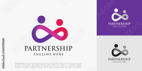 Abstract People Infinity Loop Logo design. teamwork icon vector illustration.