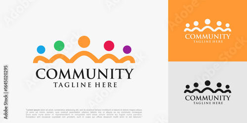 Human Community Logo design. Union symbol for teamwork, social group, community, vector illustration.