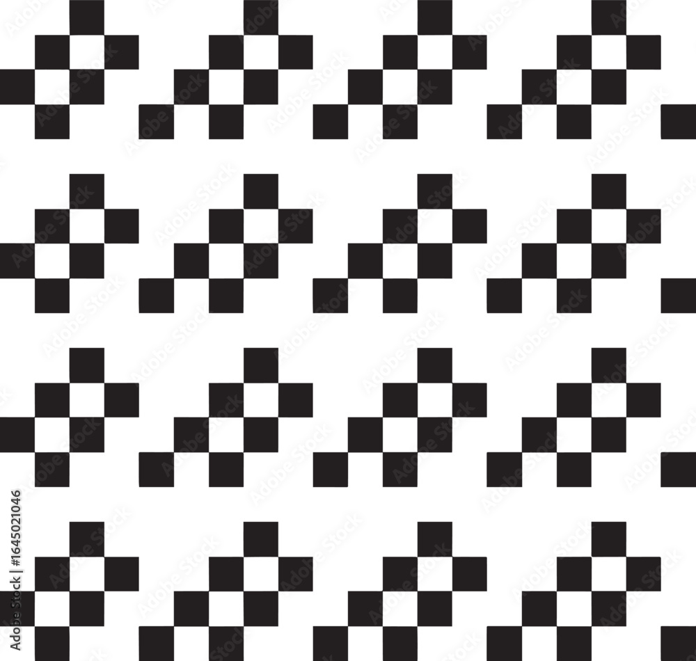 Fototapeta premium Seamless Checkered Design Silhouette | Black Vector Art