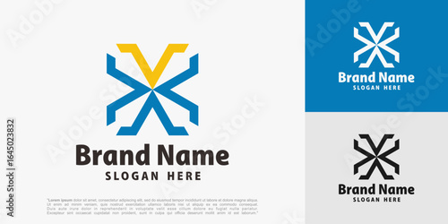 Modern abstract spiral letter v and x logo design. The geometric circular symbol conveys innovation and connectivity, perfect for tech, creative, or corporate branding. vector illustration