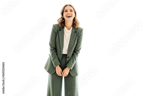 portrait of a smilling young business woman on transparent