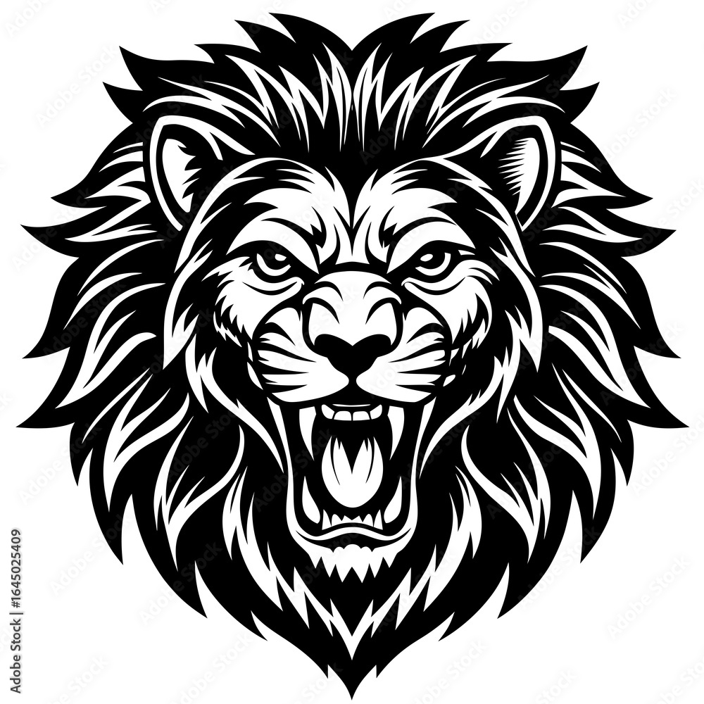 Fototapeta premium Roaring Lion Head Illustration