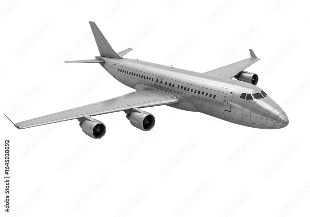 Obraz premium A Sleek Passenger Jet in Flight on transparent background