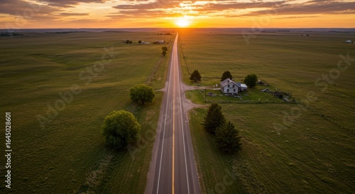 Prairie Road at Sunset