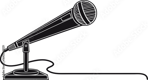 Dynamic microphone illustration perfect for podcasts, music, and audio projects, ideal for media and entertainment