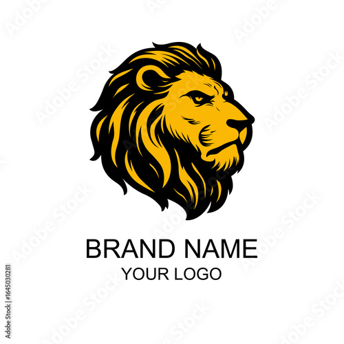 golden lion head mascot logo ...