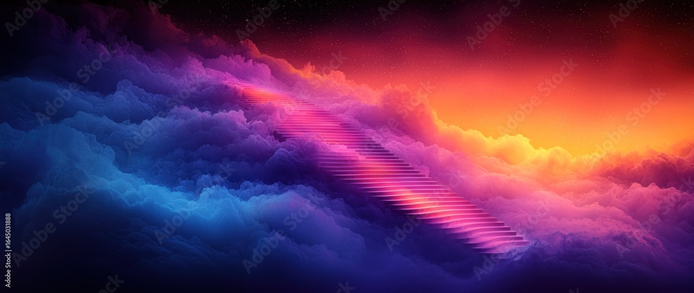 Naklejka premium Abstract color gradient blurred background with dynamic effect. Modern gradient stairs design. Grainy texture style with copy space. Colorful abstract stairs background. Gradient steps. 