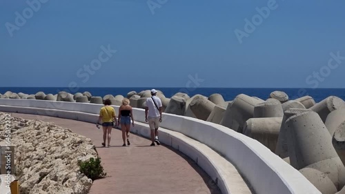 Cyprus. Pedestrian path along the breakwater.