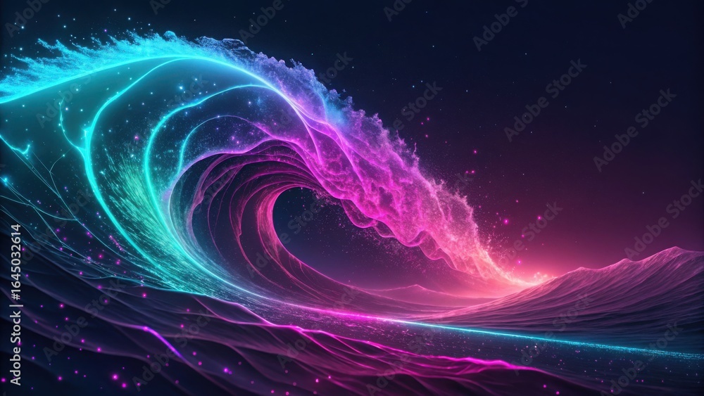 Fototapeta premium A mesmerizing cosmic wave pulsating with vibrant neon energy a breathtaking spectacle under a