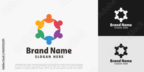 Human Community Logo design. Union symbol for teamwork, social group, community, vector illustration.