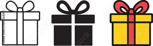 Gift Box Outline and Silhouette Vector Illustration Present Icon for Celebrations, Holidays and Special Occasions