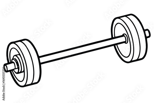 Outline shows a barbell weightlifting device on a seamless white background for fitness training