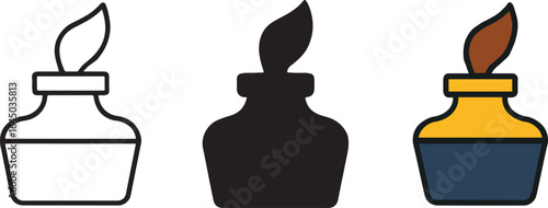 Ink Icon Outline Silhouette and Color Vector Image of a burner on white background.