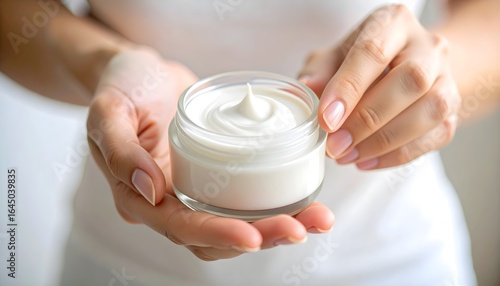 hand Applying Facial Cream Close-Up