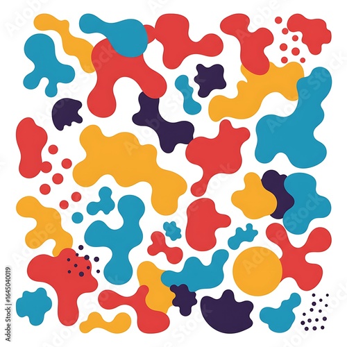 Vibrant Abstract Fluid Shapes Pattern on White Background