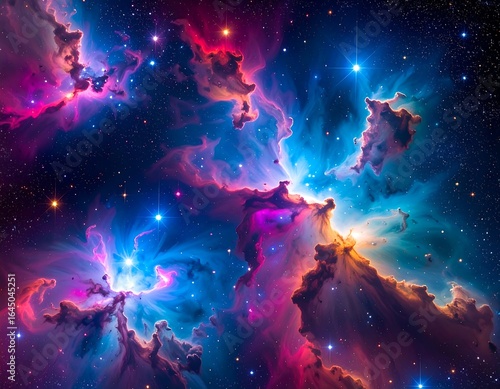 Wallpaper Mural Vibrant nebula with swirling gas clouds and bright stars Torontodigital.ca