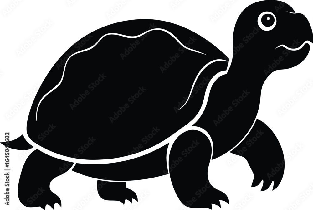 Fototapeta premium Black Turtle Silhouette Illustration: Simple Vector Art Design